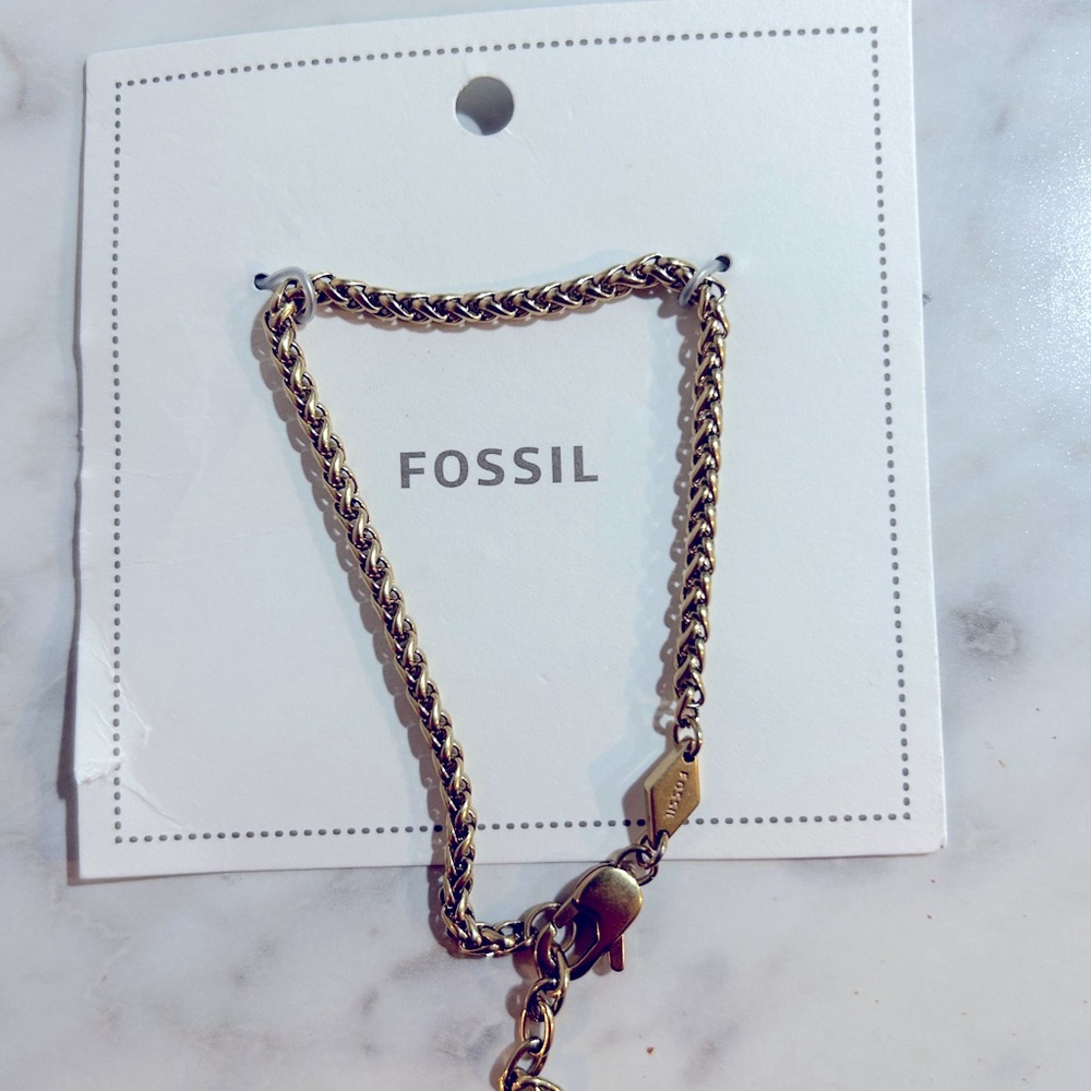 Fossil gold stainless steel chain bracelet